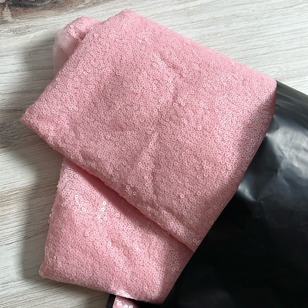 Fabric by the Yard Baby Pink Sequin Mesh Fabric